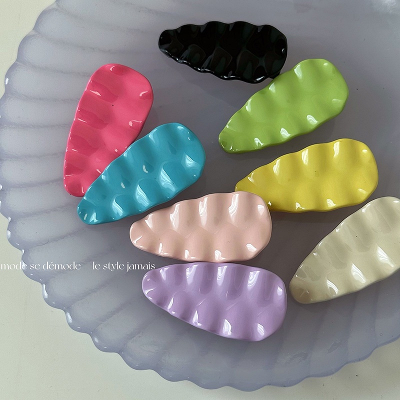 Kẹp Tóc Kim Loại Hình Bầu Dục Màu Kẹo Ngọt Phong Cách Mới Cho Nữ