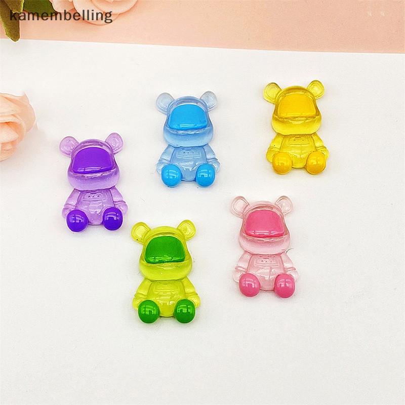 Dây Buộc Tóc Hình Gấu Màu Sắc Dạ Quang Mini Bằng Nhựa Resin Trang Trí Sân Vườn