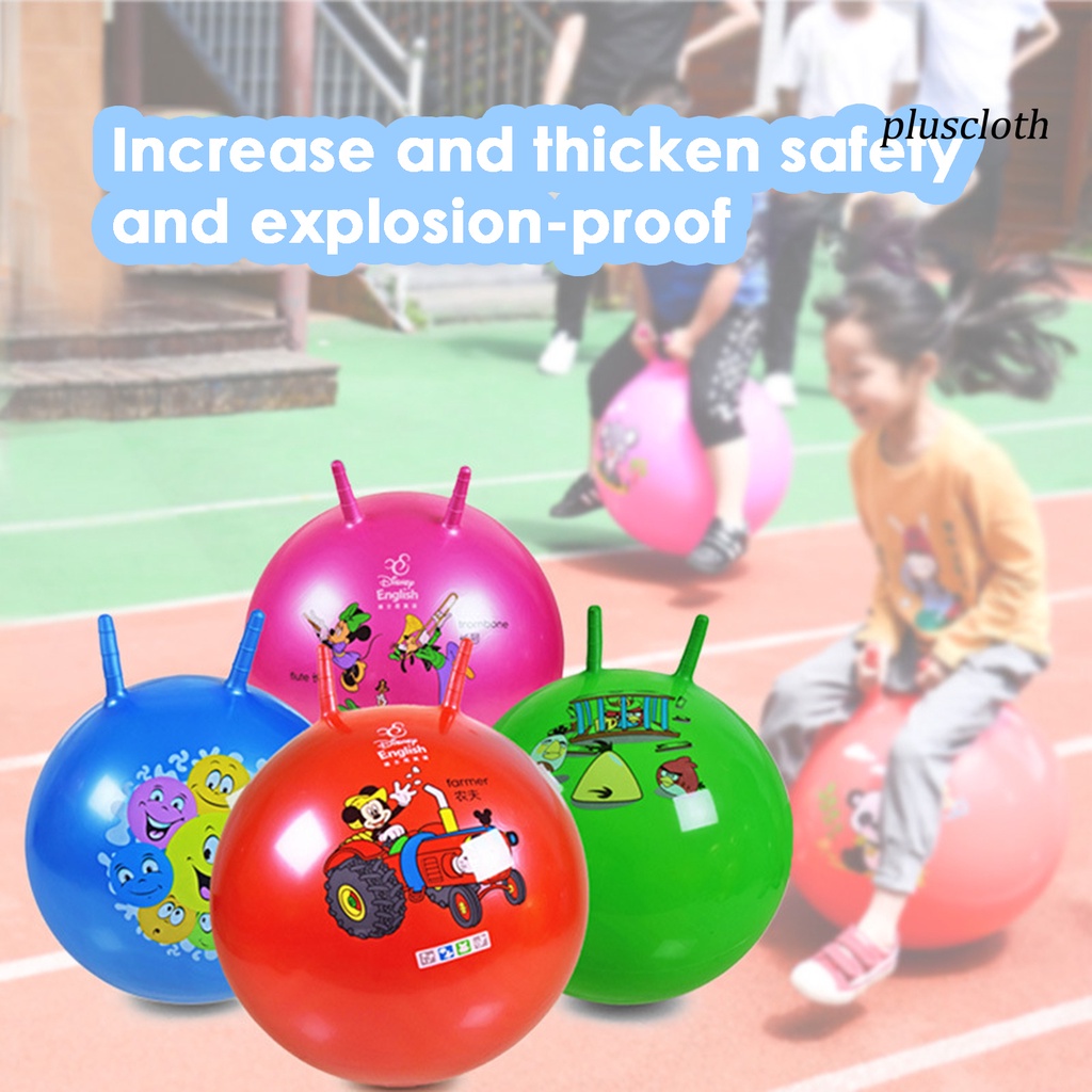 &lt; Plus &gt; Bóng Bơm Hơi Tập Gym Tăng Chiều Cao Bằng PVC Dày Dặn Chống Nổ Họa Tiết Hoạt Hình Có Tay Cầm Và Mắt