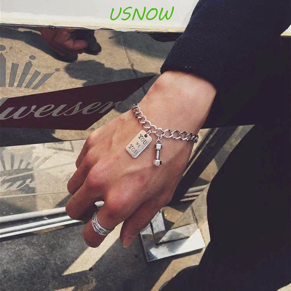 Vòng Tay Dây Xích Mặt Hình Quả Tạ Phong Cách Hip Hop Có Thể Điều Chỉnh Cho Nam Và Nữ