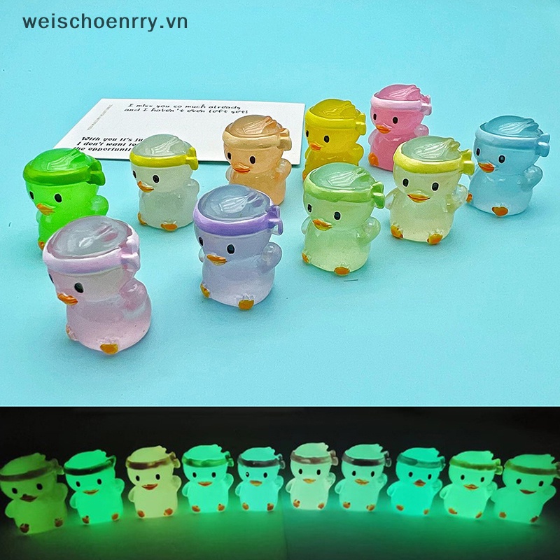 Set 2 Tượng Vịt Dạ Quang Dễ Thương Dùng Trang Trí