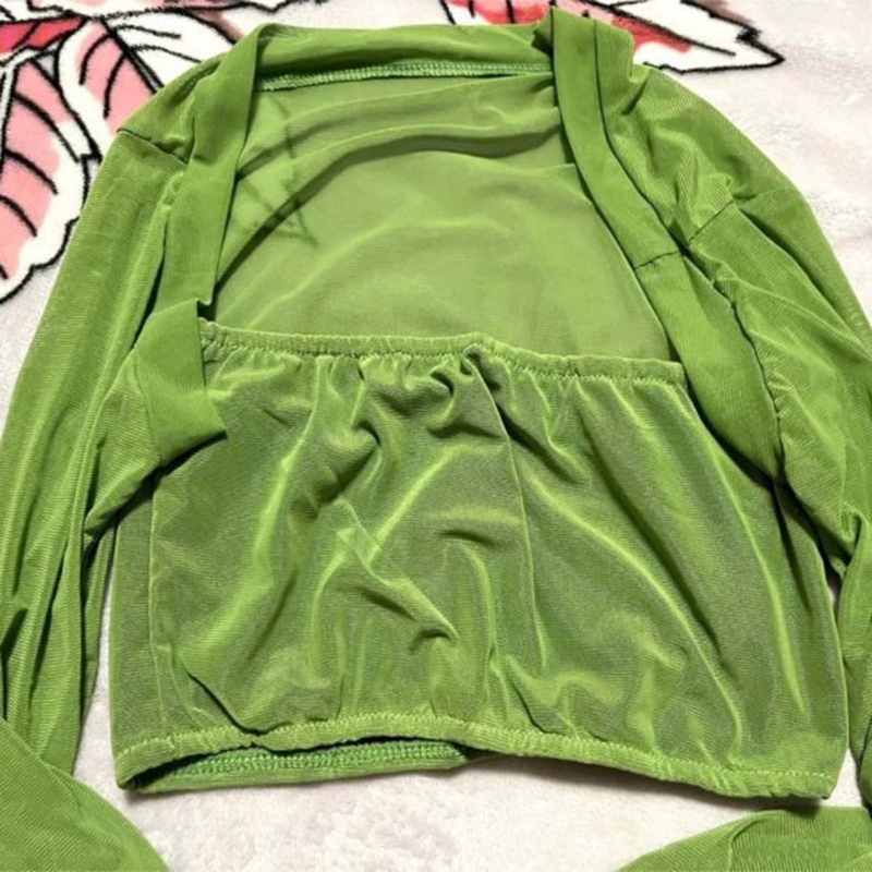 Set Áo Croptop Lưới Tay Dài Và Quần Ống Ôm Màu Trơn Thời Trang Mùa Hè Quyến Rũ Cho Nữ Y2k Grunges