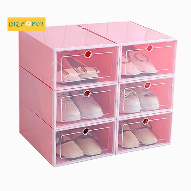 Set 6 Hộp Đựng Giày Bằng Nhựa Trong Suốt Màu Sắc Ngọt Ngào