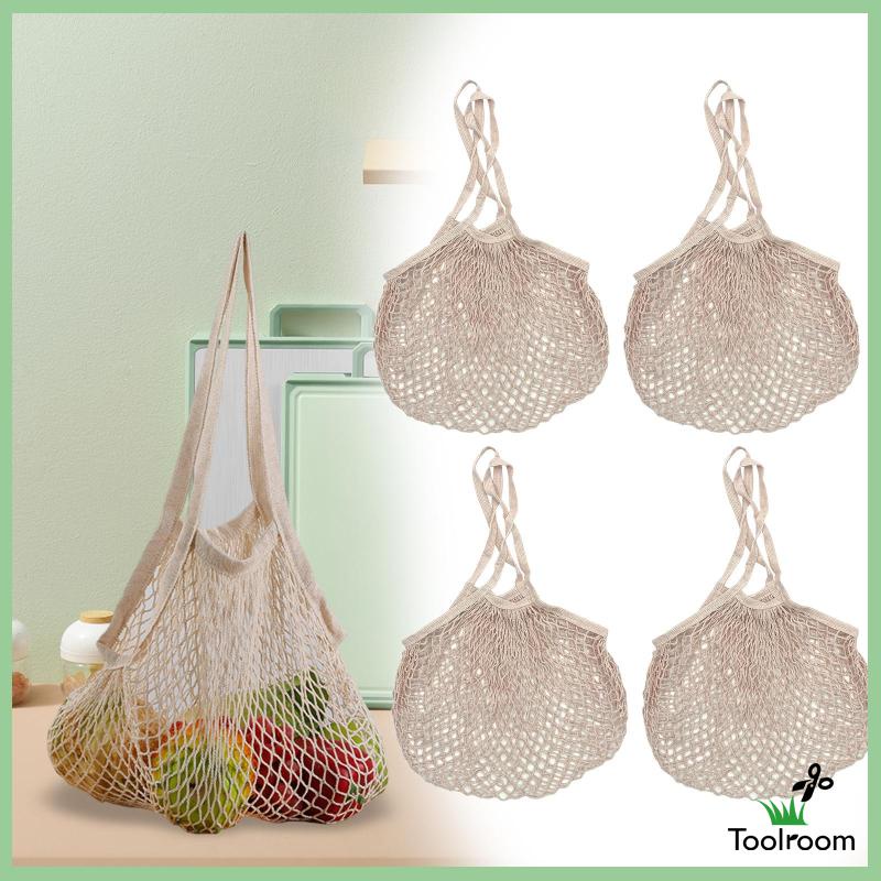 Set 4 Túi Lưới Mua Sắm / Đi Biển / Rau Củ Quả Có Thể Giặt Sạch