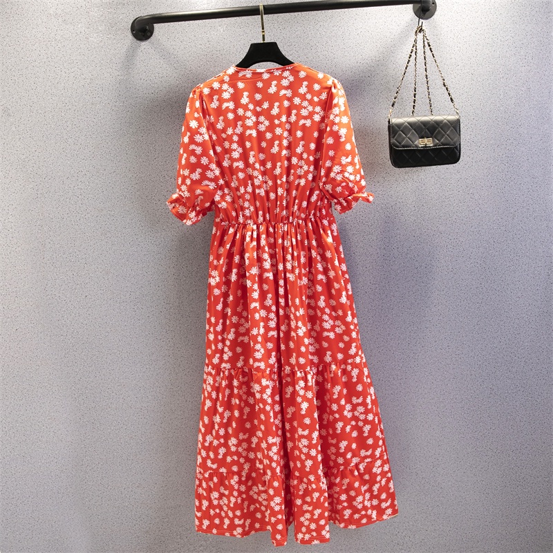 NRVP Đầm Dài Tay Ngắn In Hoa Độc Đáo Thời Trang Mùa Hè Hàn Quốc 2023 Dành Cho Bạn Nữ