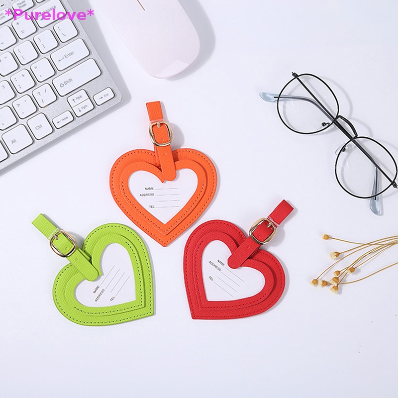 1 Thẻ Tên Gắn Hành Lý Du Lịch Bằng Da Hình Trái Tim Mới