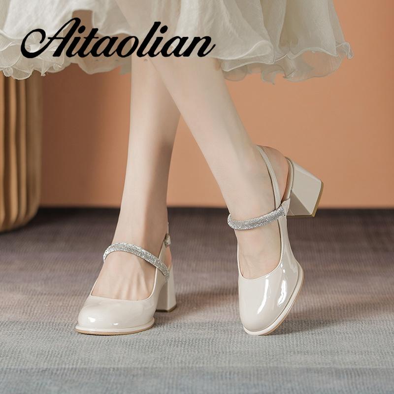 Xăng đan Cao Gót 5cm Bằng Da Mềm Đính Ngọc Trai Thời Trang Dành Cho Nữ