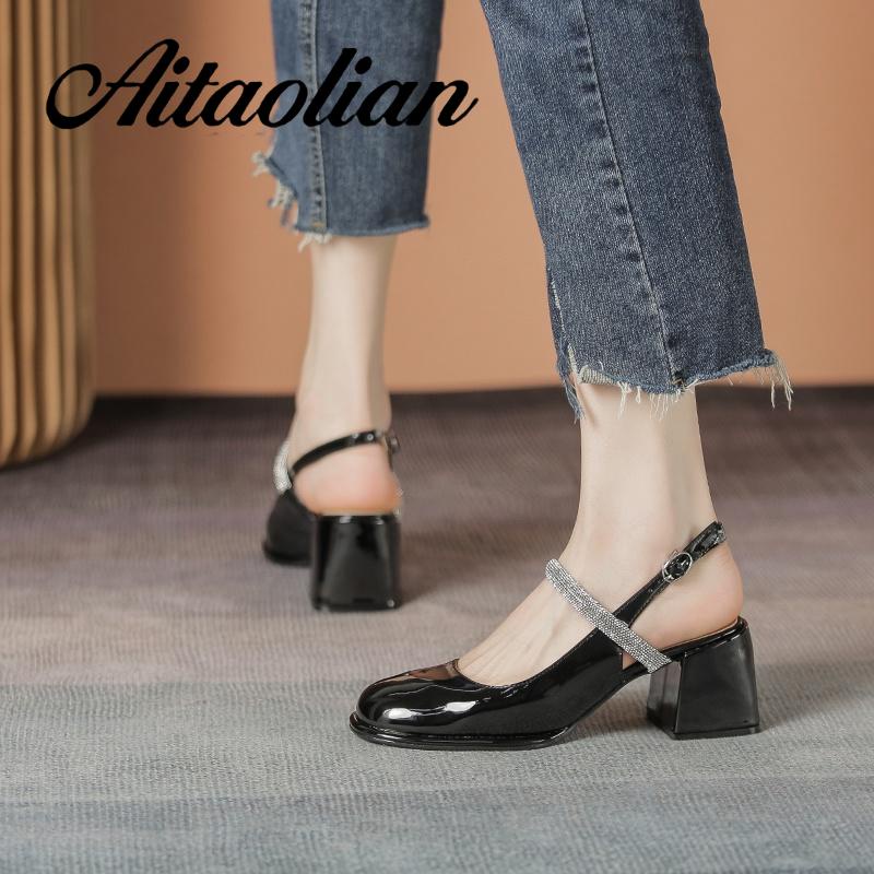 Xăng đan Cao Gót 5cm Bằng Da Mềm Đính Ngọc Trai Thời Trang Dành Cho Nữ