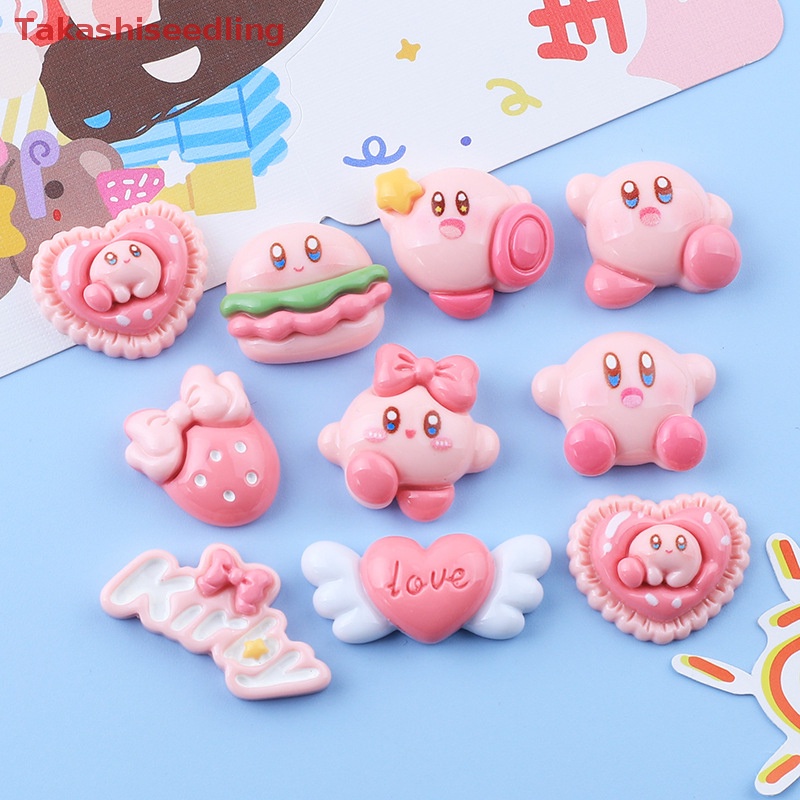 (Takashiseedling) Set 5 Kẹp Tóc Hình Ngôi Sao Hoạt Hình Màu Hồng Bóng Bằng Nhựa Resin Keo Làm Đồ Trang Sức Thủ Công DIY