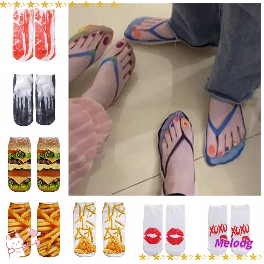 Vớ Cotton Cổ Thấp Mềm Mại Thoải Mái In Họa Tiết 3D Cho Người Lớn