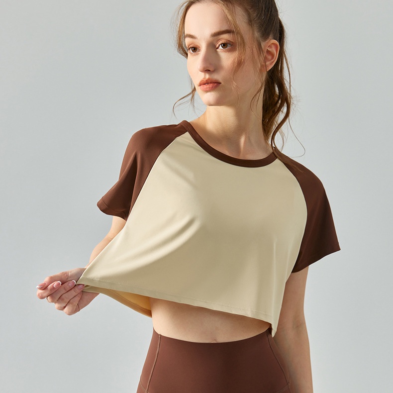 Áo Croptop Thể Thao Tay Ngắn Màu Sắc Tương Phản Thời Trang Cho Nữ