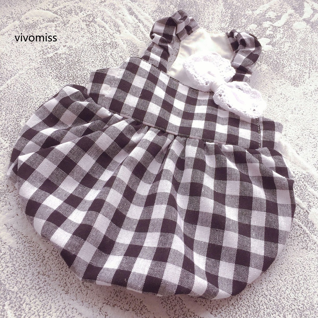 Đầm Không Tay Thoáng Khí Đính Nơ Họa Tiết Sọc Caro Thời Trang Mùa Hè Cho Cún Cưng