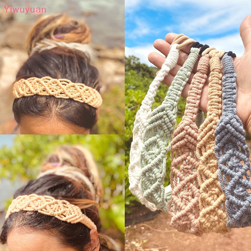 &lt; Yiwuyuan &gt; Băng Đô Cotton Bện Co Giãn Phong Cách Boho Cổ Điển Phụ Kiện Thể Thao Dành Cho Nữ