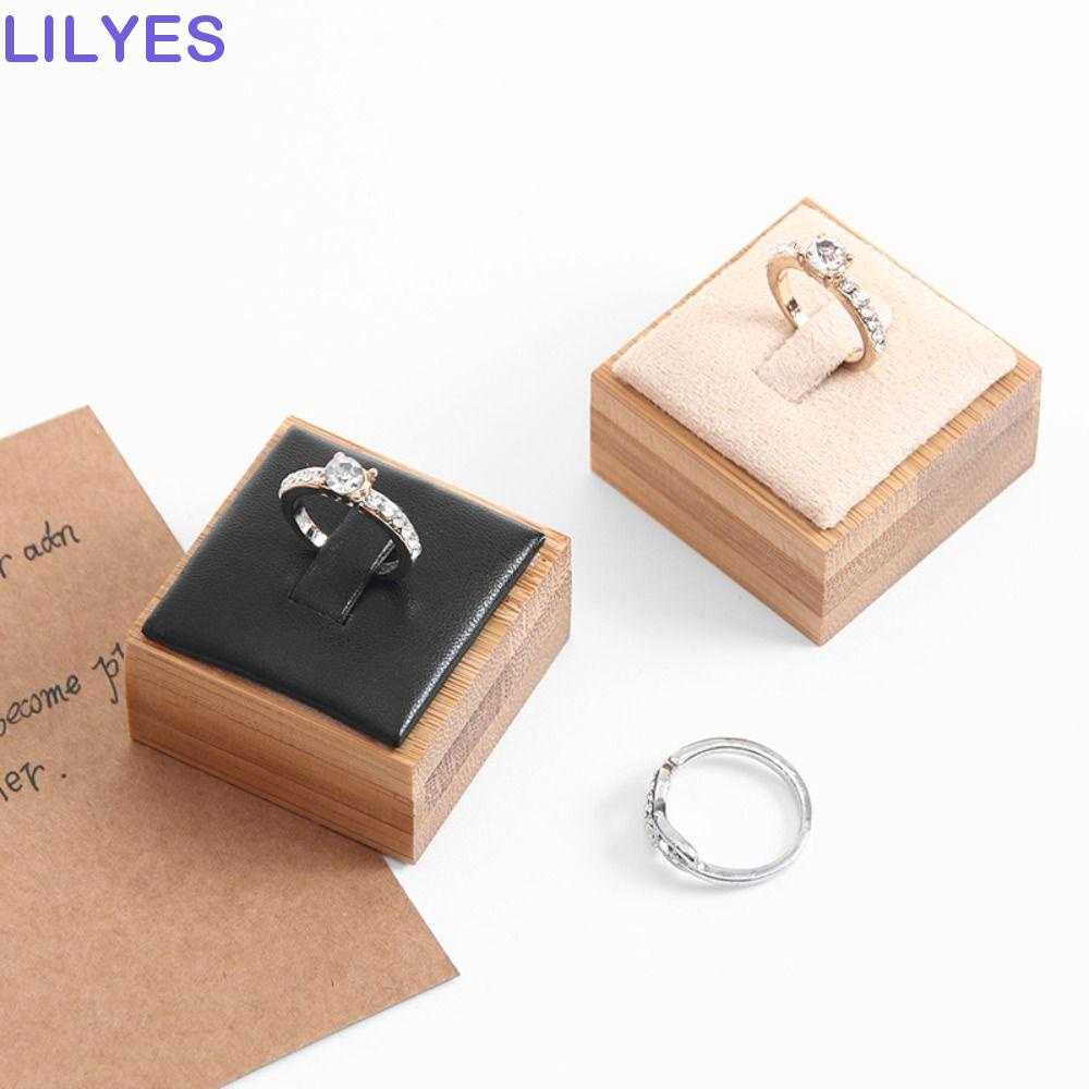 Lilyes Hộp Gỗ Đựng Nhẫn Cưới / Trưng Bày Trang Sức Màu Trơn Nhỏ Bền Đơn Giản Dùng Khi Đi Du