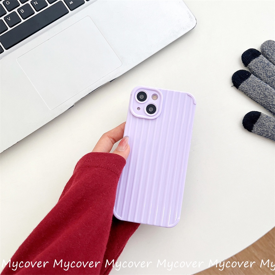 Ốp Điện Thoại Silicon Mềm Họa Tiết Kẻ Sọc Màu Kẹo Trơn Đơn Giản Cho iPhone 14 13 12 11 Pro Max X XR Xs Max 6 7 8 Plus