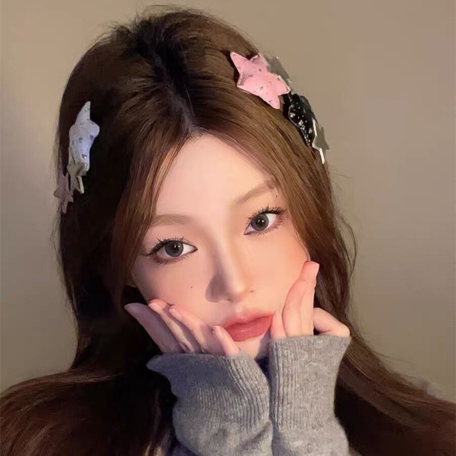 Kẹp Tóc Hình Ngôi Sao Năm Cánh Bằng Da Resin Dễ Thương Phong Cách Harajuku Ngọt Ngào Cho Nữ Y2k