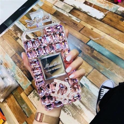 Ốp Điện Thoại Hình Chai Nước Hoa Dát Đá Sang Trọng Cho iPhone13promax 12pro 11 XSmax 14plus