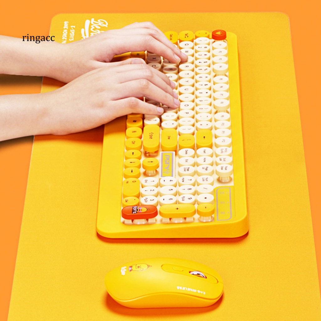 Bộ Bàn Phím Quang Không Dây USB Chống Nước K68 In Họa Tiết Hoạt Hình Cho Notebook