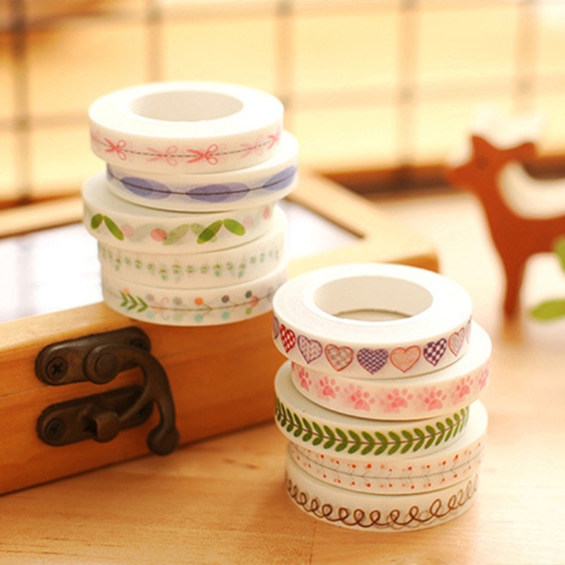 Bộ 2 Cuộn Băng Dính Washi Với Họa Tiết Hoa Dùng Trang Trí Scrapbook