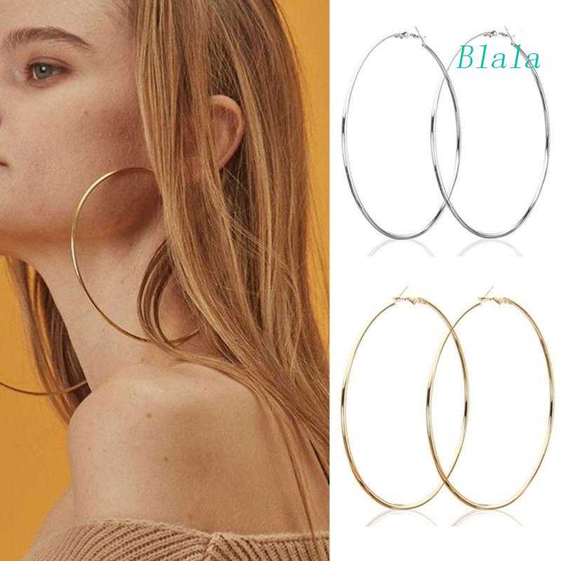 Bông Tai Kim Loại Hình Tròn Lớn Thiết Kế Tối Giản Thời Trang Âu Mỹ