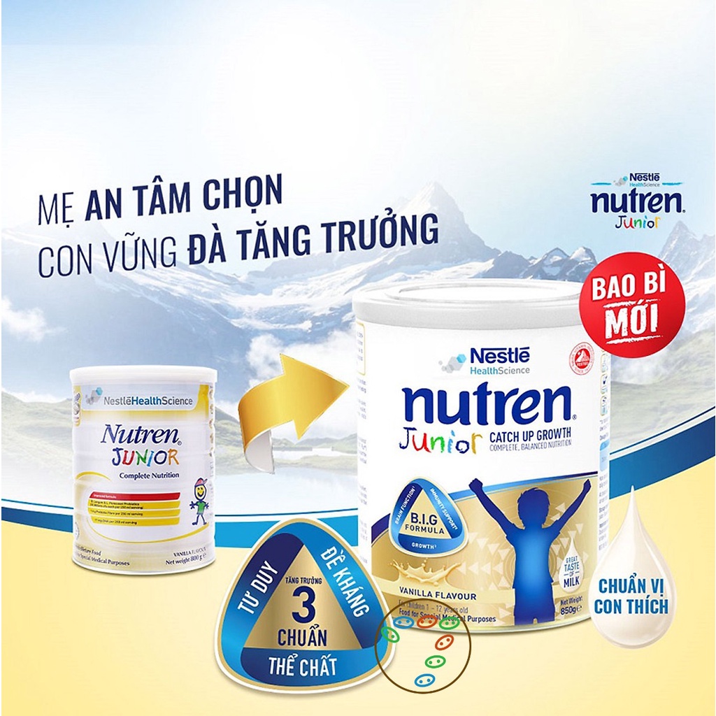 [Date 2024] Sữa bột Nutren Junior 850g mẫu mới