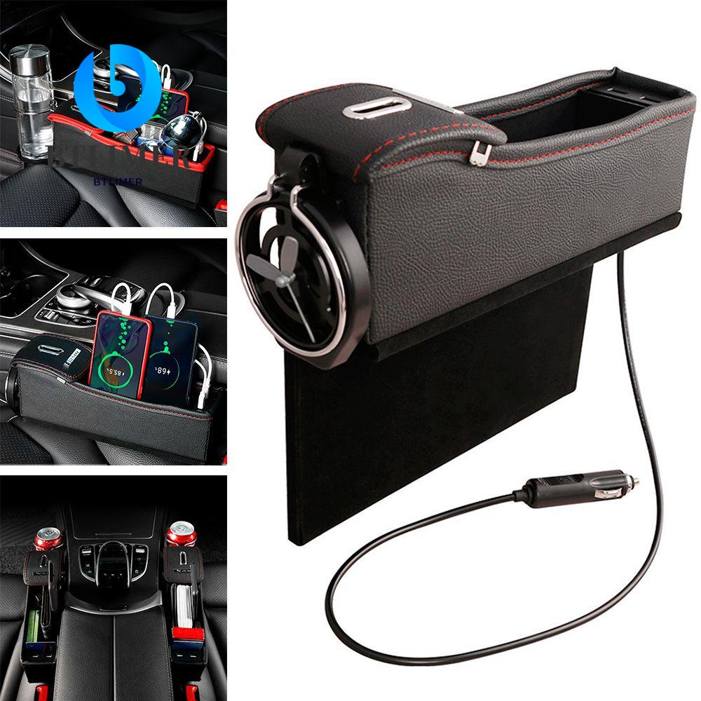 Hộp Đựng Đồ Dùng Xe Hơi Chống Trượt Kèm 2 Cổng Sạc USB Tiện Dụng