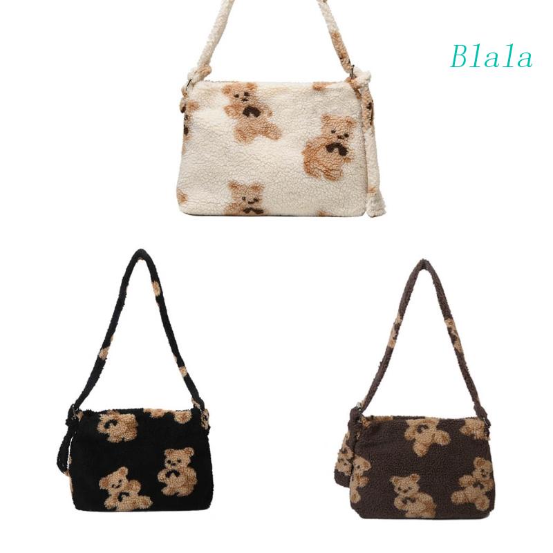 Túi Tote Đeo Vai Cỡ Lớn Bằng Vải Bông Họa Tiết Gấu Dễ Thương Cho Nữ