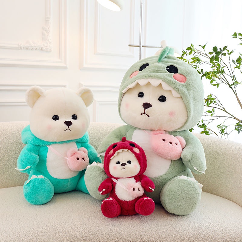 Thú Nhồi Bông Hình Gấu Lena Khủng Long Đội Mũ Lena Đáng Yêu