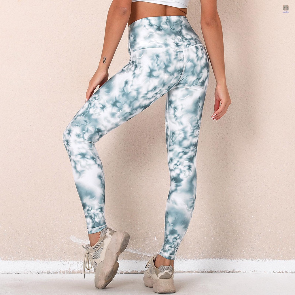 Quần Legging Thể Thao Lưng Cao In Họa Tiết Màu Nhuộm Nâng Mông Chống Ẩm Cho Nữ
