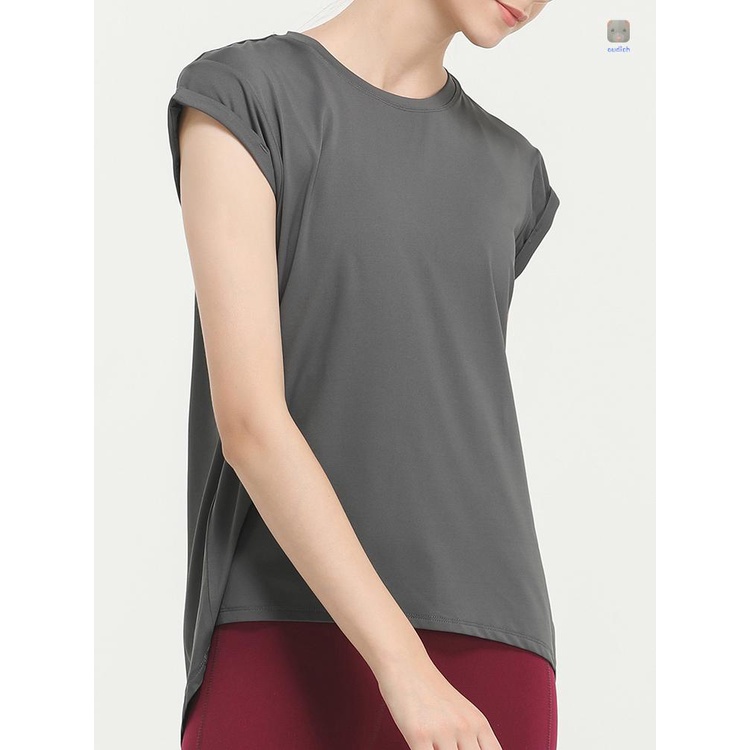 Áo Thun Thể Thao Ngắn Tay Cổ Tròn Hở Lưng Khô Thoáng Nhanh Cho Nữ