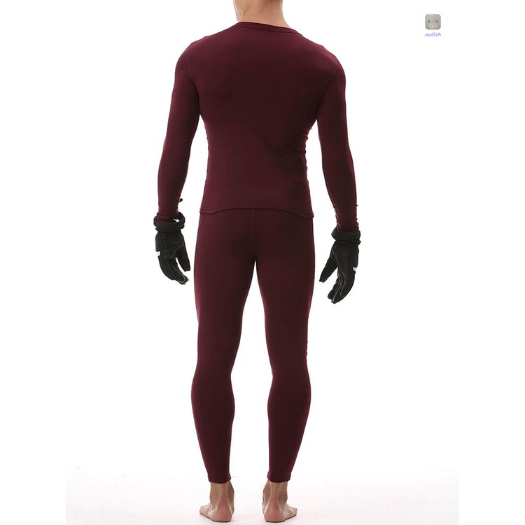 Bộ 2 Món Áo Thun Tay Dài Cổ Chữ V + Quần Dài Lót Lông Cừu Dày Giữ Ấm Mùa Đông Cho Nam