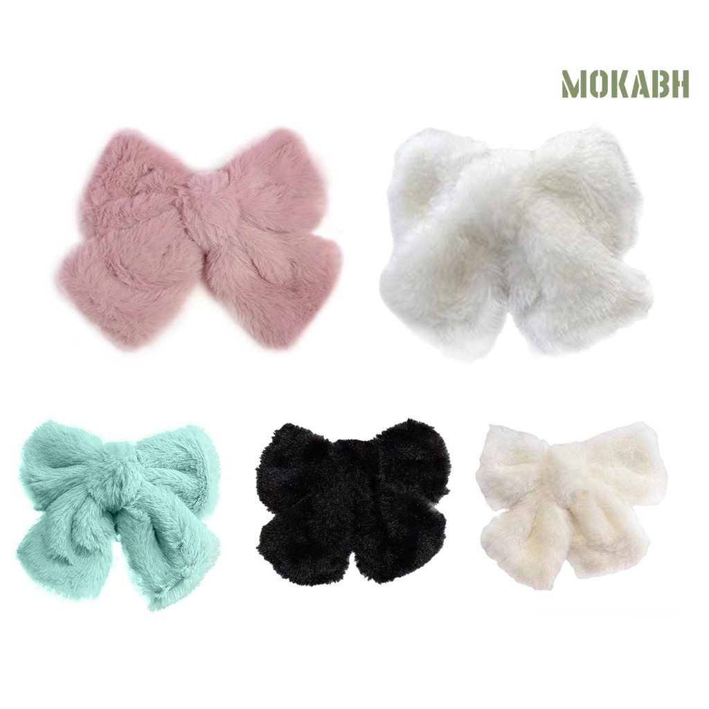 [Mok Abh] Kẹp Tóc Đính Nơ Lớn Co Giãn Không Trơn Nhẹ Nhàng Trang Trí Tóc Thủ Công Tinh Tế