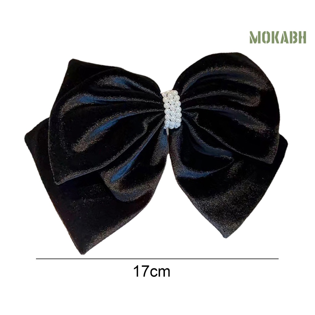 Kẹp Tóc Hình Nơ Đính Ngọc Trai Giả Hai Lớp Chống Trượt Kiểu Công Chúa