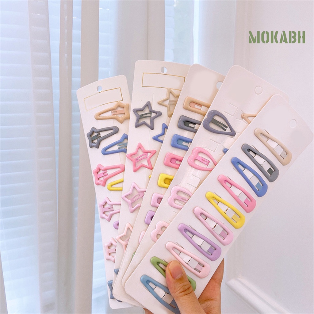 10 Kẹp Tóc Co Dãn Chống Trượt Họa Tiết Hình Ngôi Sao Trái Tim Hoạt Hình