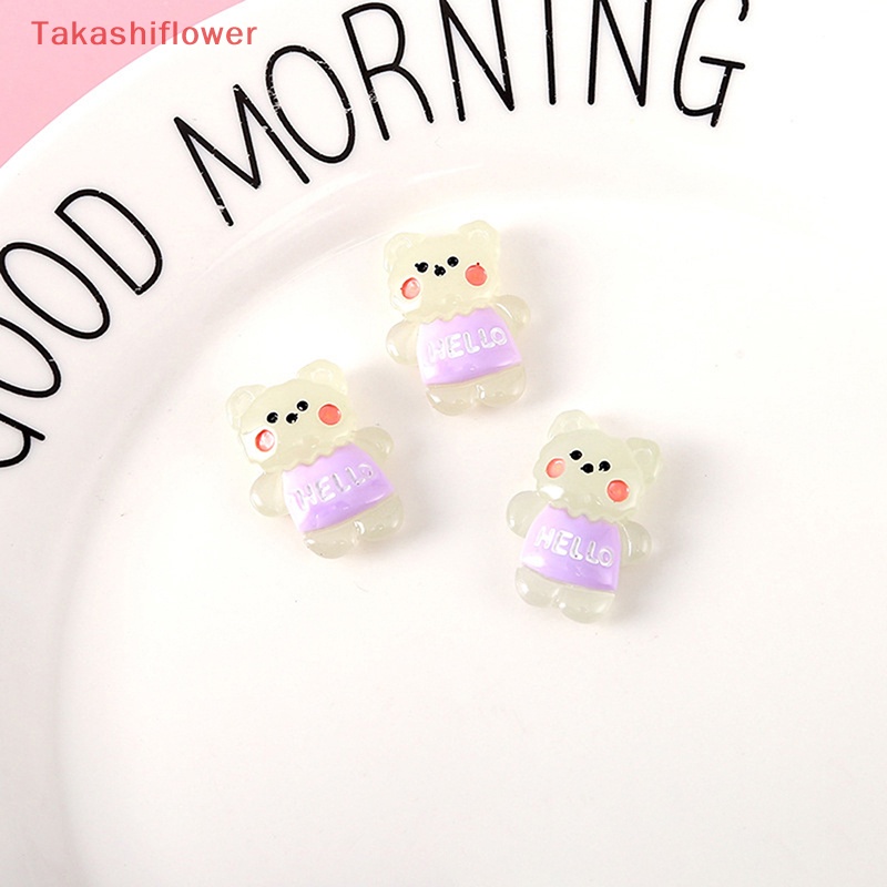 Bộ 2 Gấu Bông Mini Bằng Nhựa Phát Quang DIY Trang Trí Nhà Búp Bê