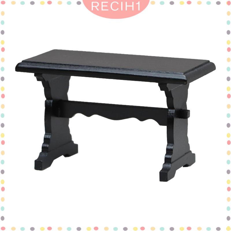 Mô Hình Bàn Máy Tính Bằng Gỗ Màu Đen Phong Cách Cổ Điển Tỷ Lệ 1 / 12 Trang Trí Nhà Búp Bê