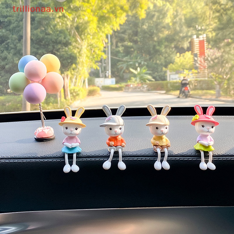 Set 4 Phụ Kiện Treo Trang Trí Nội Thất Xe Hơi Hình Thỏ Dễ Thương