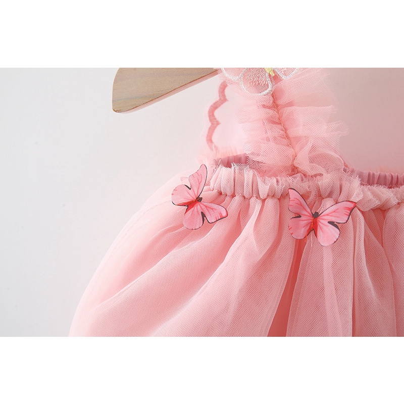 Đầm Công Chúa Phối Lưới Đính Đôi Cánh Dễ Thương Thời Trang Mùa Hè Cho Bé Gái