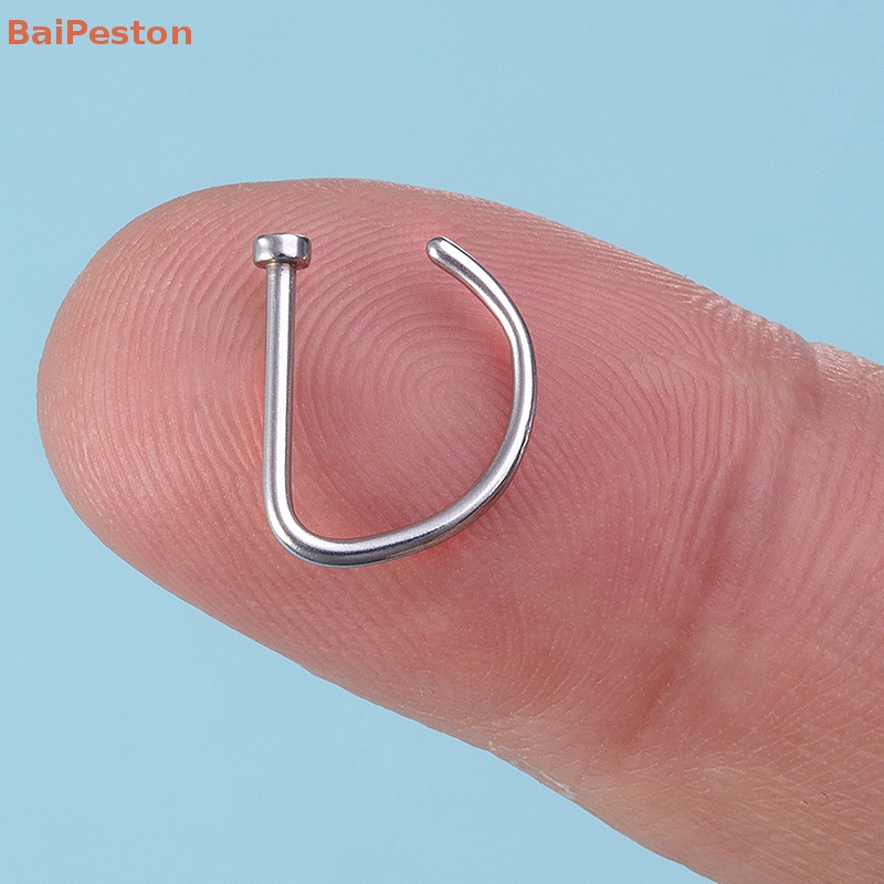 Set 3 Khuyên Mũi 18G Hình Chữ D Bằng Thép Không Gỉ Cá Tính