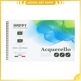 Sổ giấy vẽ màu nước Happy mới 300gsm A4/A5 ( pad 15 tờ ) cotton