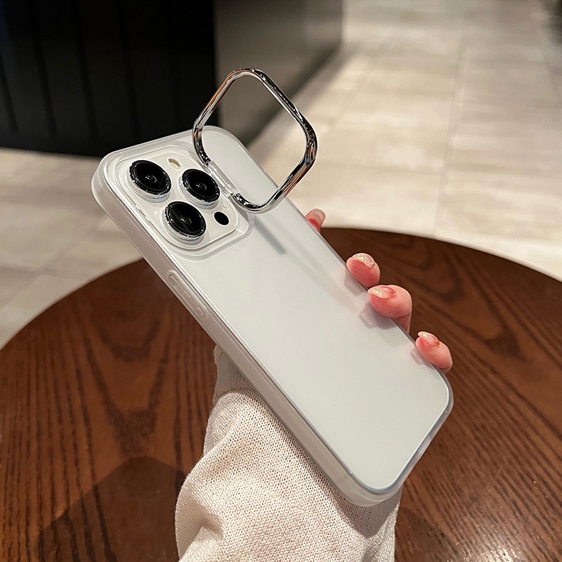 Ốp Điện Thoại Cứng Nhám Mờ Chống Sốc / Rơi Vỡ / Dấu Vân Tay + Giá Đỡ Vô Hình Cho iPhone 14 13 12 11 Pro Max 14 Plus