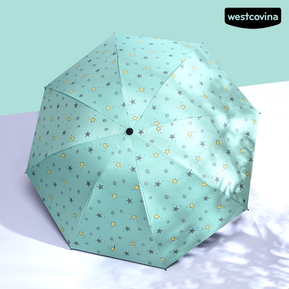 [COD]☁Dù Gấp Mini Chống Gió / Tia UV / Thấm Nước In Họa Tiết Ngôi Sao Thời Trang