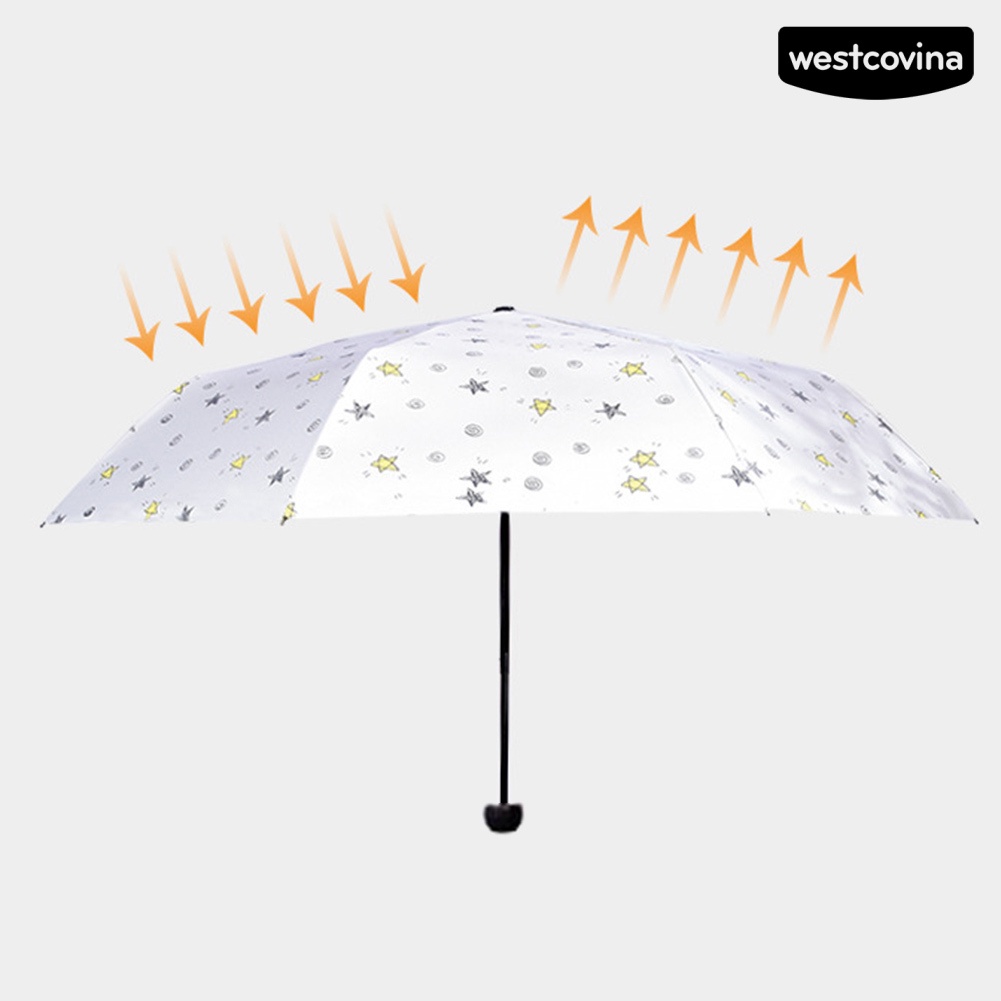 [COD]☁Dù Gấp Mini Chống Gió / Tia UV / Thấm Nước In Họa Tiết Ngôi Sao Thời Trang