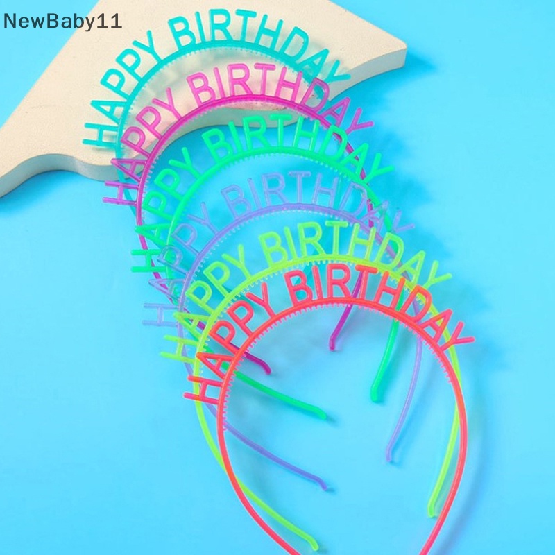 Băng Đô Nhựa Chữ Happy Birthday Màu Vàng / Bạc Dạ Quang Cho Bé