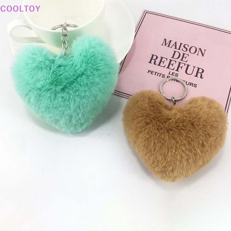 Cooltoy Móc Khóa Lông Thỏ Giả Hình Trái Tim Đáng Yêu Thời Trang Cho Nữ