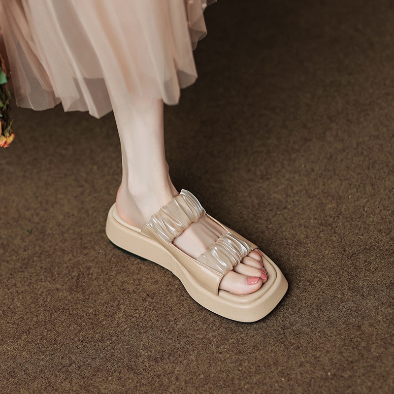 Duoya Tóc Thẳng ~ [Hàng Có Sẵn] Dép Sandal Đế Dày Thời Trang Phiên Bản Hàn Quốc Cho Nữ