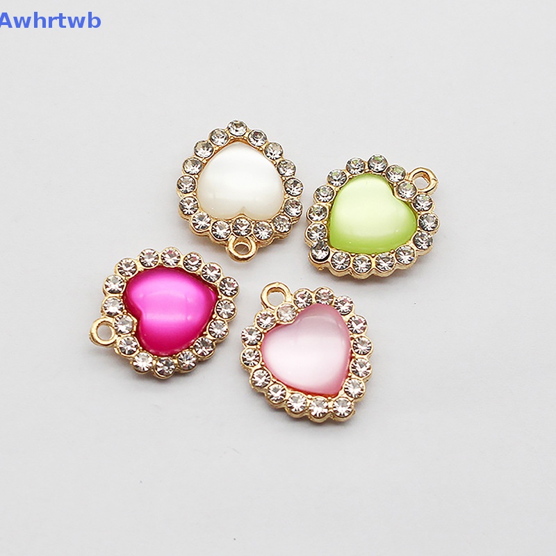 Phụ Kiện Trang Sức Treo Tường Hình Trái Tim Đính Đá 18MM Màu Vàng Phong Cách Hàn Quốc Mới