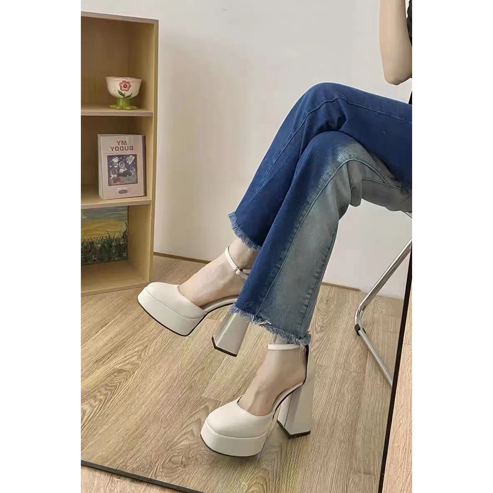 Giày cao gót Barbie da lì đế vuông gót cao 9/12 cm êm chân MS03