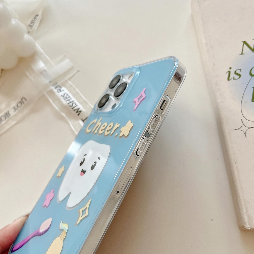 Ốp Điện Thoại TPU Mềm Trong Suốt Hai Mặt Chống Sốc Họa Tiết Hoạt Hình Dễ Thương Cho iPhone 14 13 12 11 Pro Max