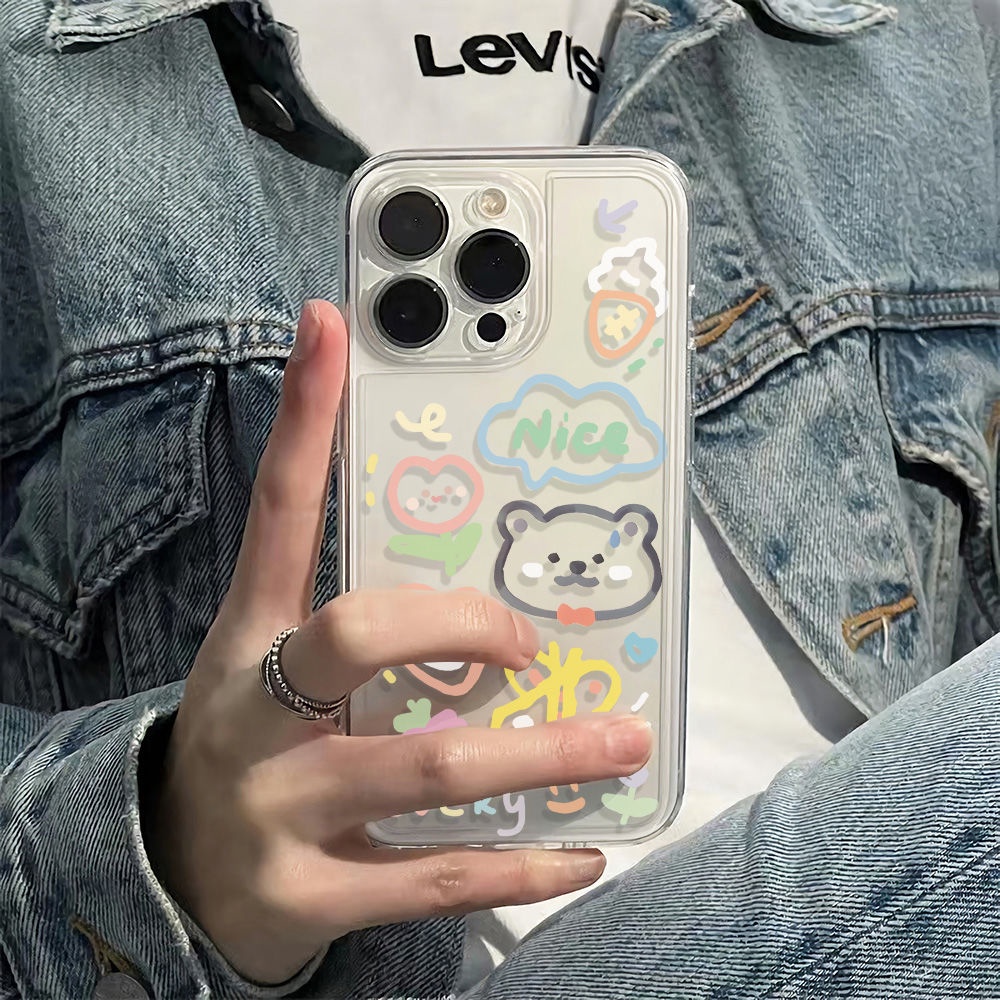 ✅Ốp Điện Thoại Thời Trang Cho Iphone 6S Plus 6121314Ốp Điện Thoại Mềm Chống Sốc Họa Tiết Bướm Và Gấu Cho Apple Pro78 max 11 VB2L